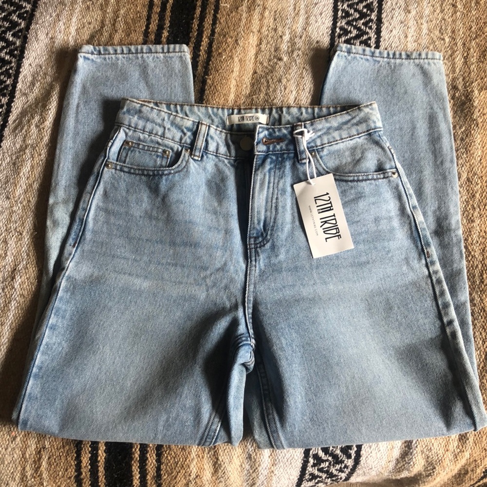 12th Tribe “Norah” high waisted light wash jeans